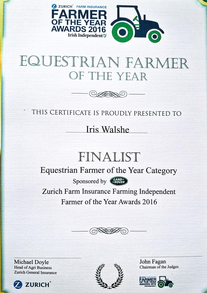Farmer of the year awards 2016 Irish Independent Equestrian Farmer of the year Iris Walshe